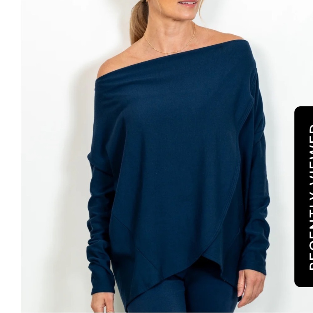 J.J. Winks "Sweater Weather"  Navy Blue Top size M. Built in bra View 2